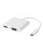 Adapter DELTACO HDMI/VGA/ljud/USB-C vit